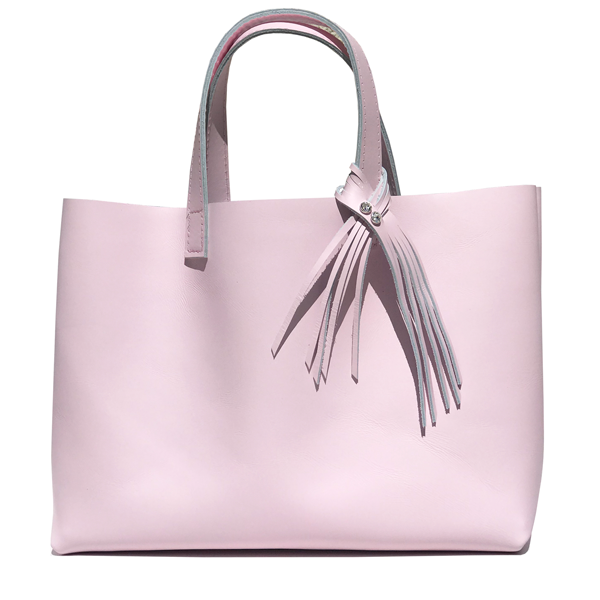 Pretty Pink Medium Leather Tote 69 Made in California–  Fringe Design 