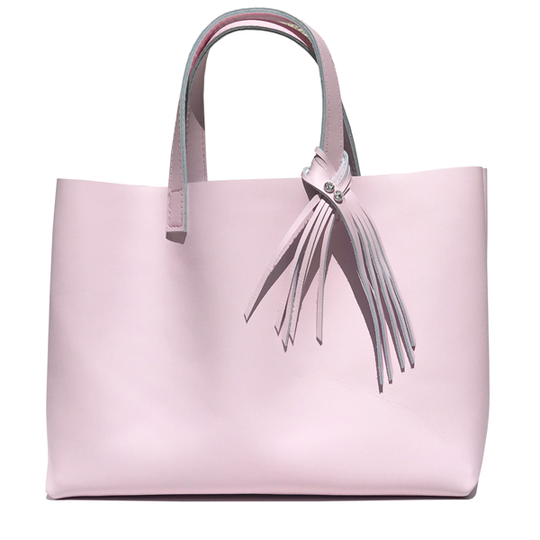 Pretty Pink Medium Leather Tote 69 Made in California–  Fringe Design 