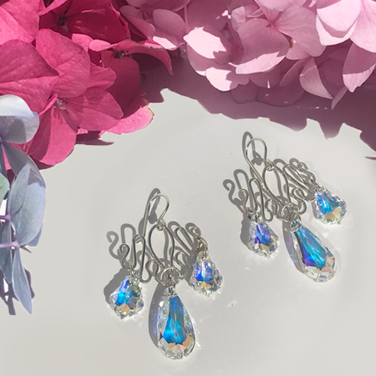 Sculpted Royal Chandelier Sterling Silver Earrings -