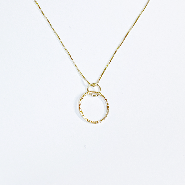 All 14 Karat Gold Dainty Textured Mini Pendant Necklace