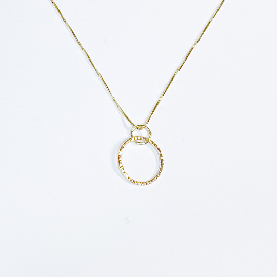 All 14 Karat Gold Dainty Textured Mini Pendant Necklace