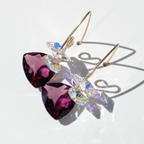 Versatile Scroll Design Trilliant Cut Cluster Crystal Earrings -  Amethyst Color