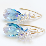 Versatile 14k Gold Filled Elegant Short Scroll Design Crystal Earrings - Aquamarine