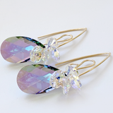 Versatile 14k Gold Filled Elegant Short Scroll Design Crystal Earrings - Purple