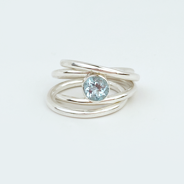 Argentium® Silver Light Blue Topaz Ring Set - Versatile Elegance