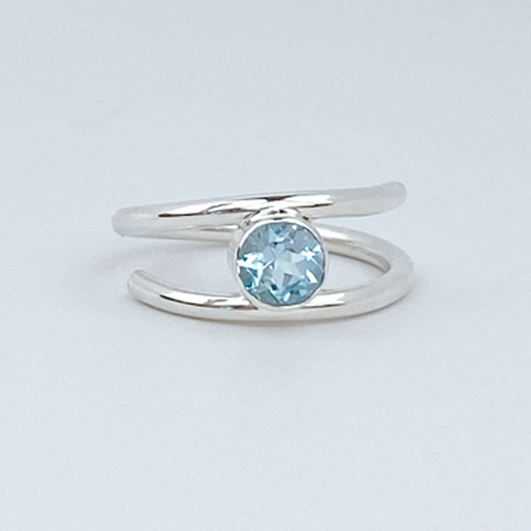 Argentium® Silver Light Blue Topaz Ring Set - Versatile Elegance