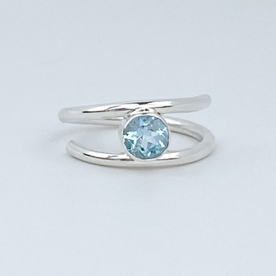 Argentium® Silver Light Blue Topaz Ring Set - Versatile Elegance