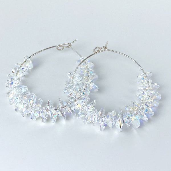 Argentium® Silver Large Crystal Earrings - Big Iridescence