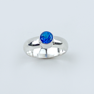 Argentium® Silver Silver Topaz Band Ring - Bold Blue