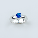 Argentium® Silver Silver Topaz Band Ring - Bold Blue