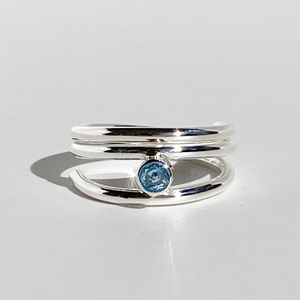Argentium® Silver Blue Topaz Spiral Ring - Pretty Blue