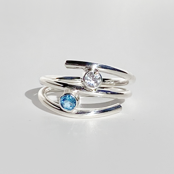 Argentium® Silver Sapphire Topaz Ring - Beauty
