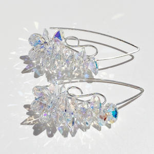 Argentium Silver Crystal Cluster Earrings - Iridescence