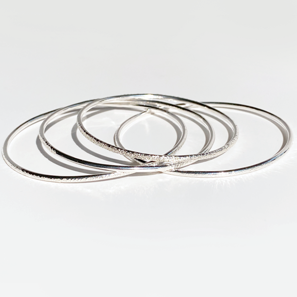 Timeless Argentium Silver Bangle Bracelets - Elegantly Textured