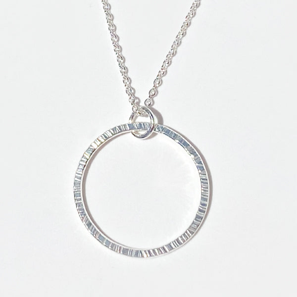 Argentium Silver Circular Pendant Necklace Collection - Classic Textured