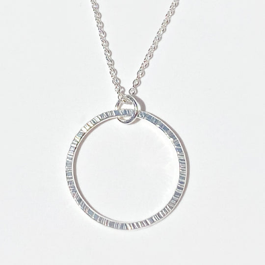 Argentium Silver Circular Pendant Necklace Collection - Classic Textured