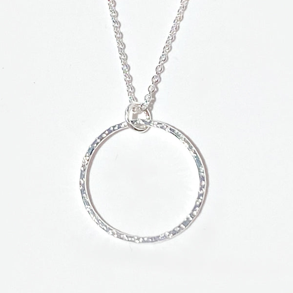 Argentium Silver Circular Pendant Necklace Collection - Pebble Textured