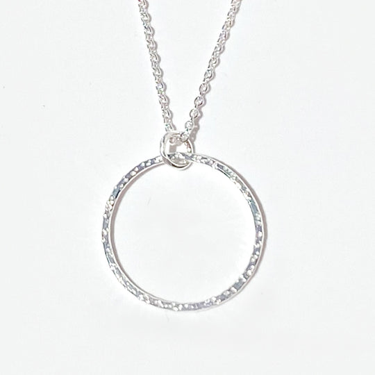 Argentium Silver Circular Pendant Necklace Collection - Pebble Textured