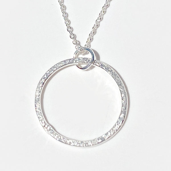 Argentium Silver Circular Pendant Necklace Collection - Silk Textured