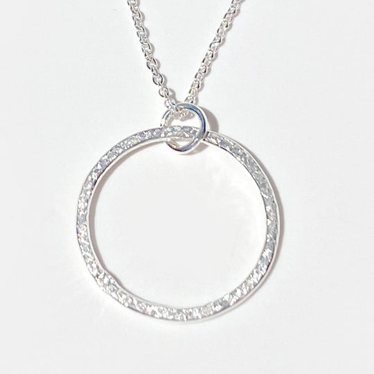 Argentium Silver Circular Pendant Necklace Collection - Silk Textured