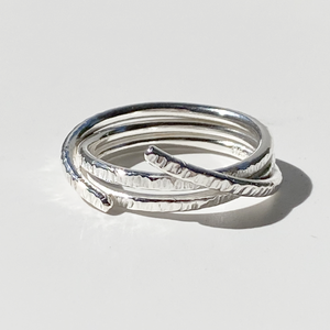 Argentium® Silver Textured Crossover Ring Collection - Size 4.25