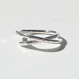 Argentium® Silver Textured Crossover Ring - Size 7.5