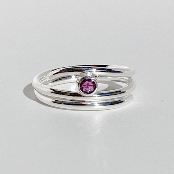 Argentium® Silver Garnet Ring - Delicate