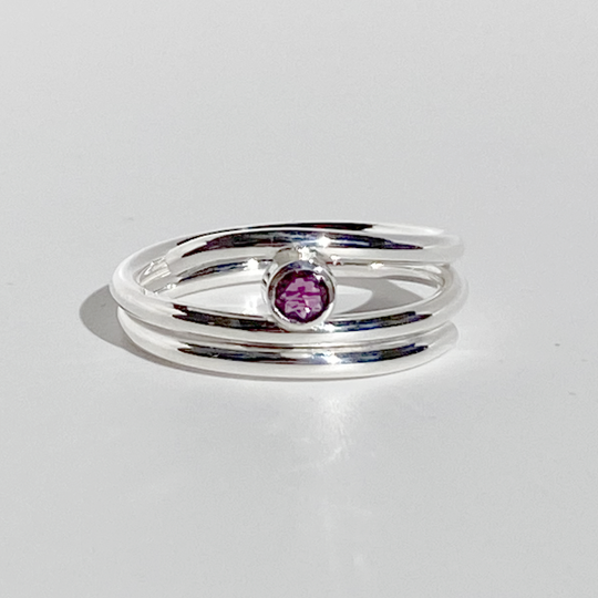Argentium® Silver Garnet Ring - Delicate