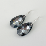 Elegant Crystal Gray Pear Earrings - Argentium Silver