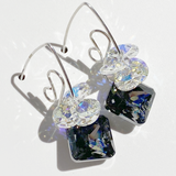 Versatile Scroll Design Princess Cluster Crystal Earrings - Gray