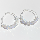 Argentium® Silver Crystal Cluster Hoop Earrings - Big Iridescence
