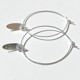 Argentium® Silver Blue Eye Catching Crystal Hoop Earrings Collection - Yellow Iridescence