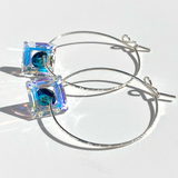 Versatile Argentium® Silver Square Crystal Hoop Earrings