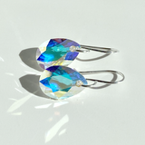 Elegant Crystal Modern Iridescence Pear Earrings - Argentium Silver