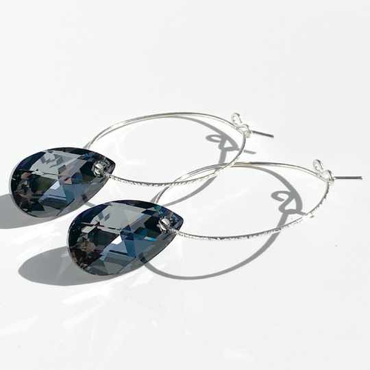 Argentium® Silver Lisa Crystal Hoop Earrings | Jewelry Made in California