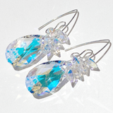 Versatile Argentium Silver Elegant Scroll Design Large Crystal Earrings - Show Stopper