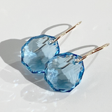 Argentium Silver  Regal Faceted Crystal Earrings - Aquamarine