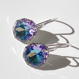 Argentium Silver  Regal Faceted Crystal Earrings - Purple 