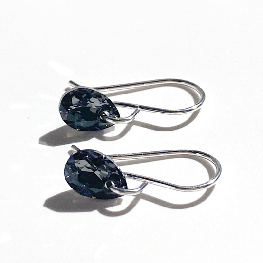 Argentium Silver Mini Crystal Earrings - Gray