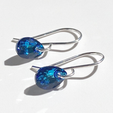 Argentium Silver Mini Crystal Earrings - Unique Blue