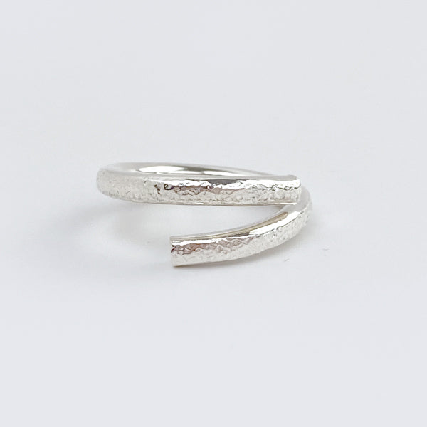Argentium® Silver Textured Open Band Ring Collection - Pebble Size 9.5