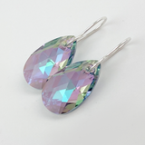Elegant Crystal Purple Pear Earrings - Argentium® Silver