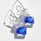 Versatile Scroll Design Princess Cluster Crystal Earrings -  Royal Blue