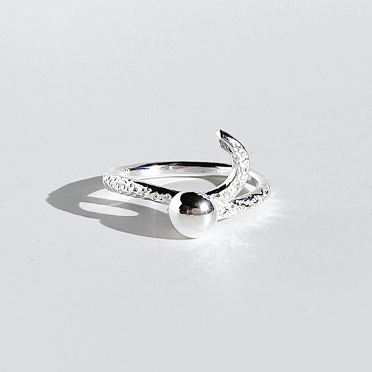 Argentium® Silver Caviar Textured Band Ring - Daring