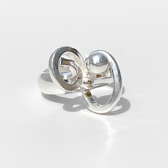 Argentium® Silver Dome Unique Band Ring Collection - Flower