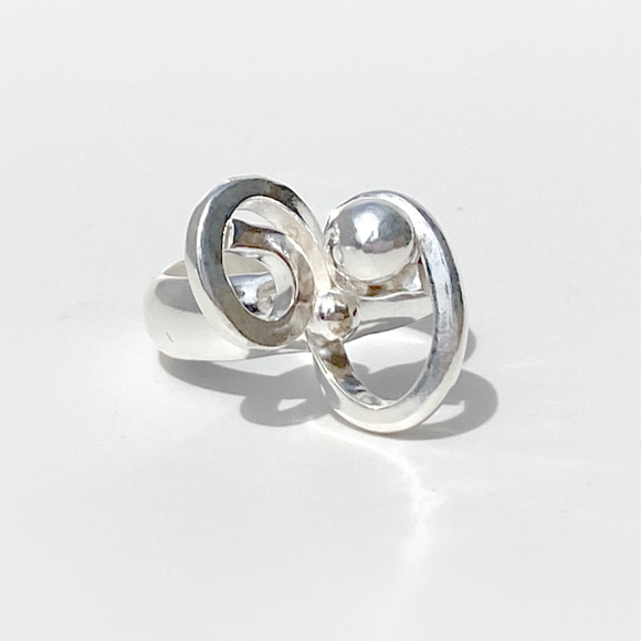 Argentium® Silver Dome Unique Band Ring Collection - Flower