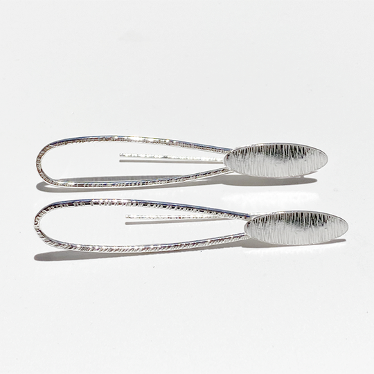Argentium Silver Modern Oval Design Earrings - Classic 2.5 Length | Jewelry Made in California