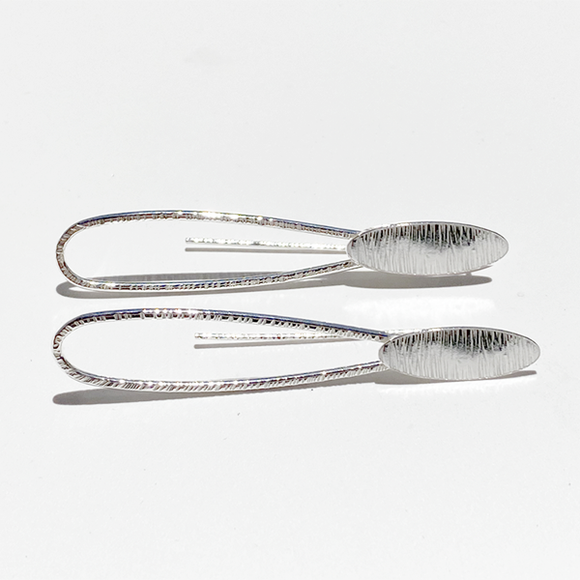 Argentium Silver Modern Oval Design Earrings - Classic 2.5 Length