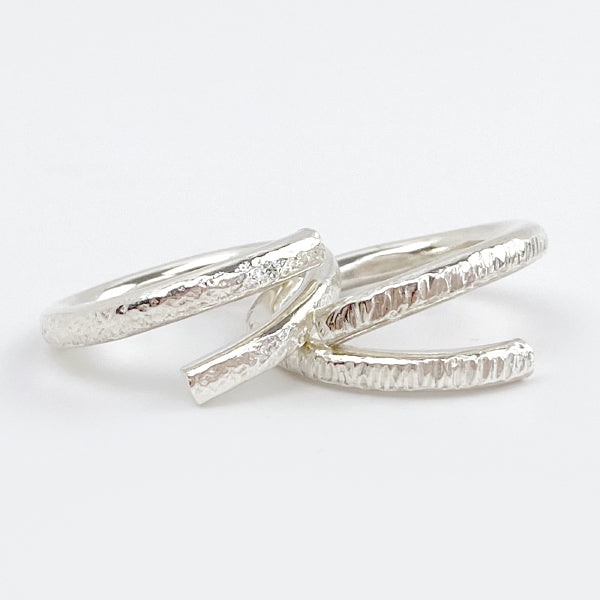 Argentium® Silver Textured Open Band Ring Collection
