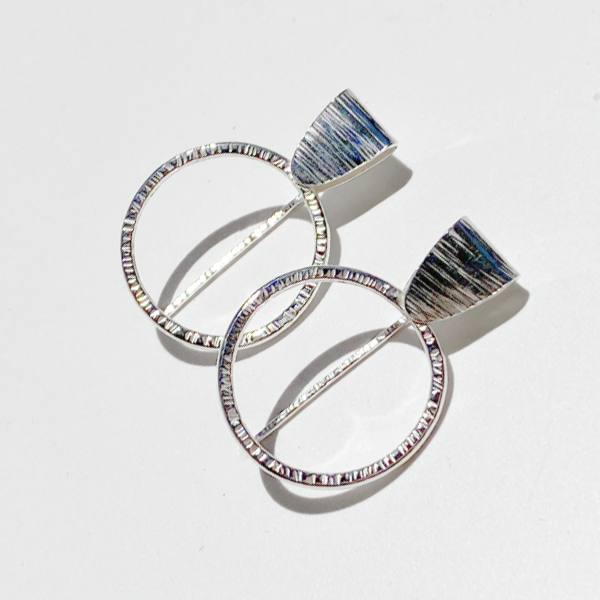 Argentium Silver Modern Textured Hoop Design Earrings | Jewelry Made in California